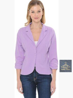 3/4 Sleeve Lightweight Casual Work Knit Blazer Jacket S-3XL